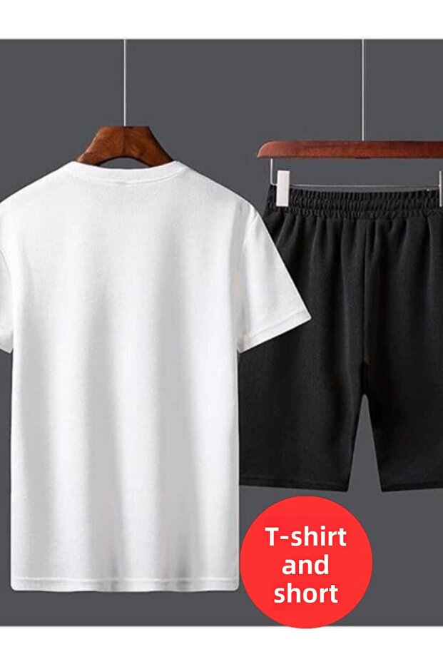 Men's Basic Regular Bottom Top Shorts Set - 1