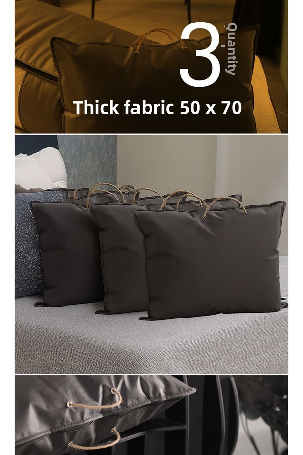 Set of 3 70X50 cm Pillow & Clothes Organizer Bag Anthracite Gray