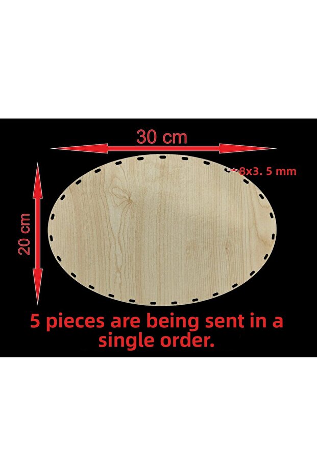 Wooden 20X30 Banu 5 Pieces Raddan Bamboo Tray Knitting Plate Supla Coaster Crochet Base Craft Basket Base