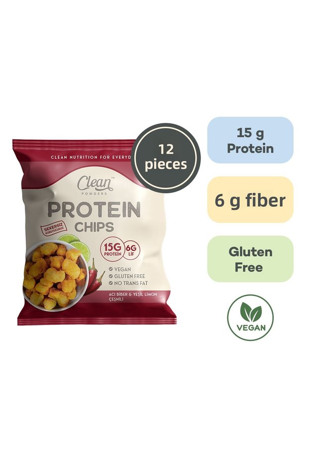 Protein Chips 50 Gr Hot Pepper Green Lemon 12 Pieces