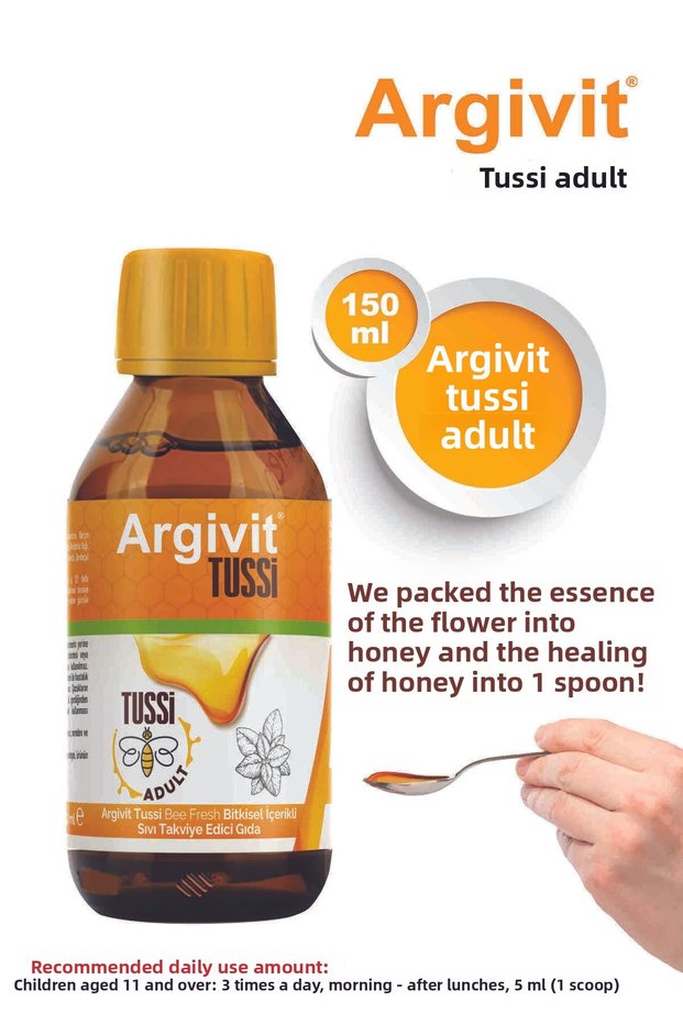 Tussi Adult - Syrup Containing Vitamin C, Zinc, Propolis, Ginger, Thyme, Cinnamon 150 ml