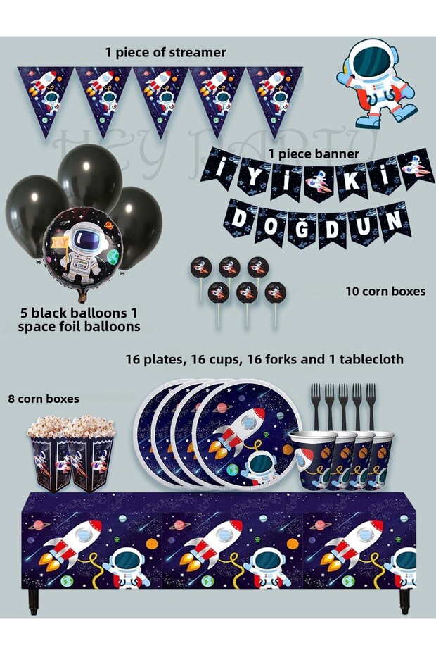 Space Cosmic Galaxy Themed Birthday Party Set for 16 People | Birthday Celebration Set