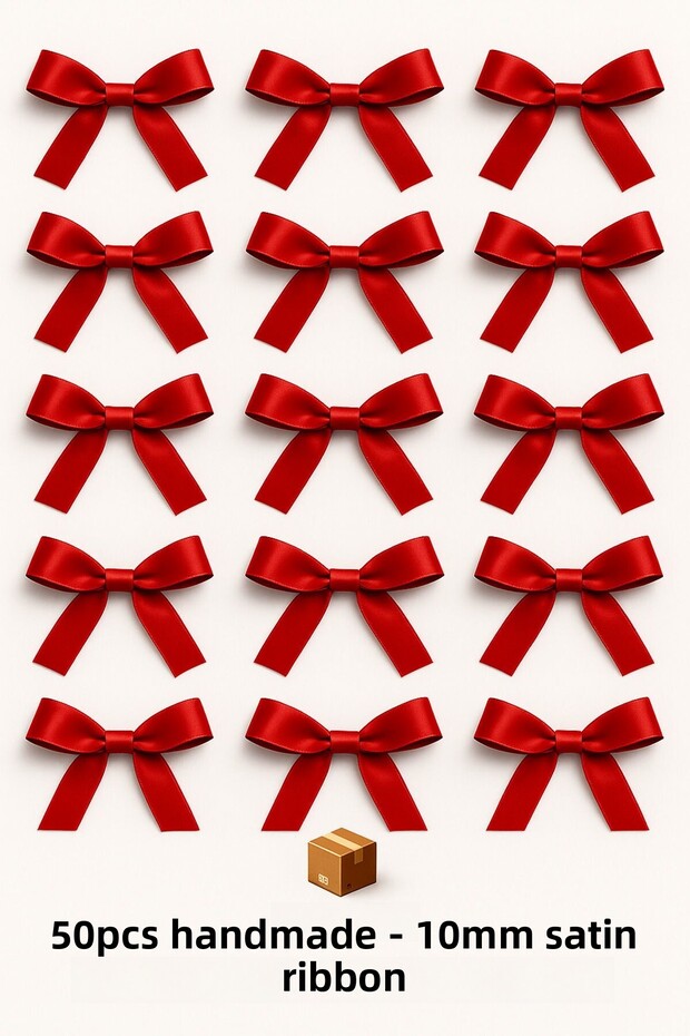 Red Wedding Candy, Gift Ornament, Balloon Ornament, Bow Satin Ribbon 10mm 50 Pieces