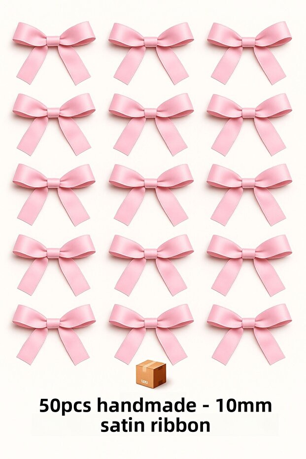Pink Wedding Candy, Gift Ornament, Balloon Ornament, Ready Bow Satin Ribbon 10mm 50 Pieces