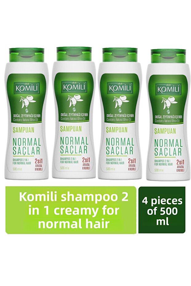 2 in 1 Creamy Vegan Basic Care Shampoo for Normal Hair 500 ml X 4 Pieces