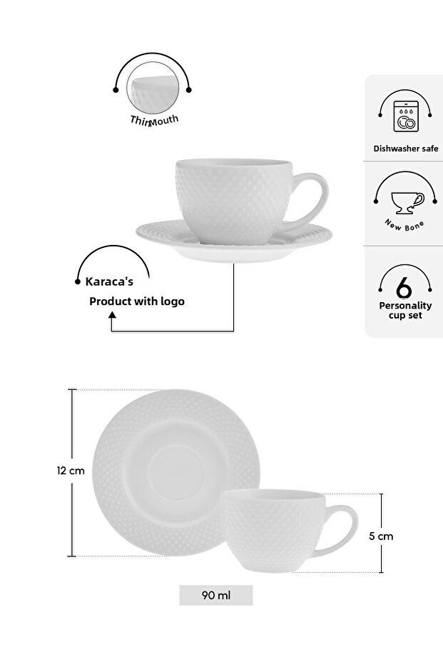 Lisa 6 személyes kávéscsésze 90 ml - 2