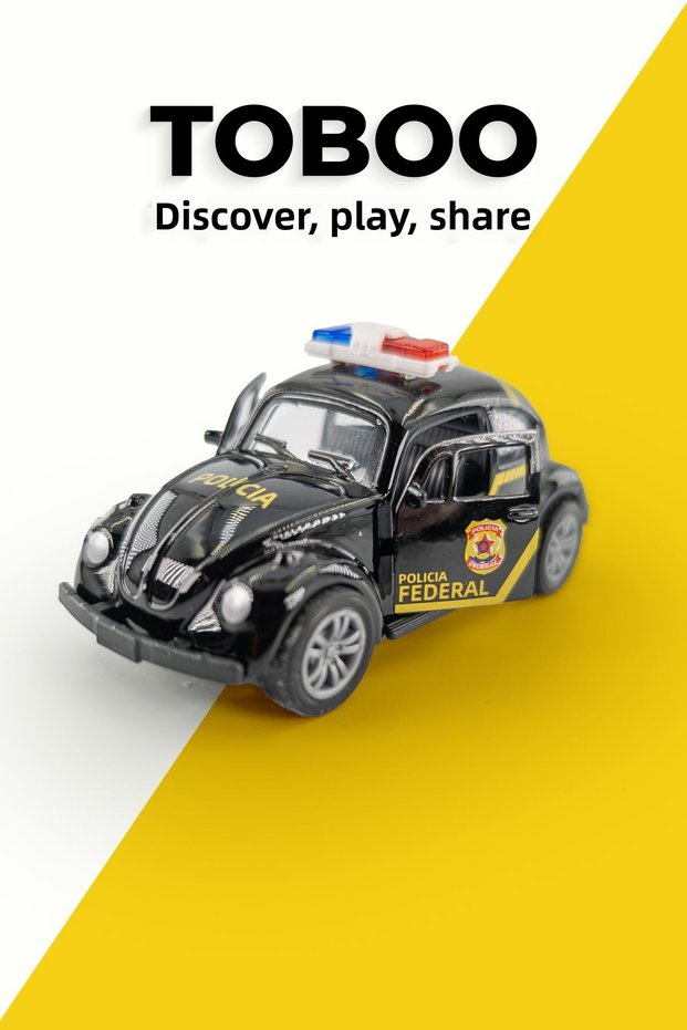 1:32 Volkswagen Beetle, Classic Black Police Car – Metal Alloy – High Detail Vosvos 10cm