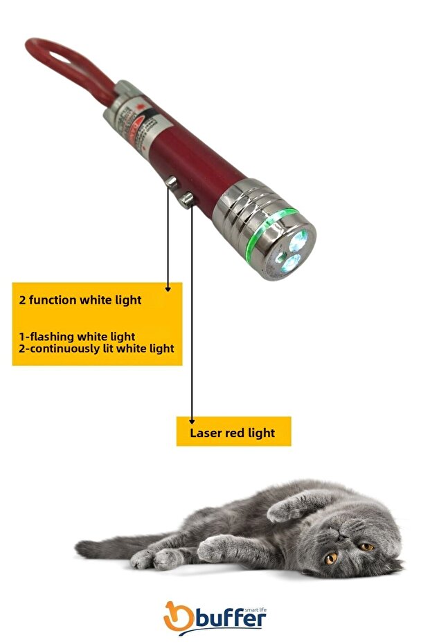 ®   3 وظيفة أحمر أبيض مضاءة LED الليزر القط الكلب لعبة المفاتيح - 4
