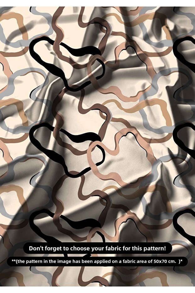 Geometric Wave Pattern Digital Printing Fabric | 150X100Cm | 4 Color Options | Sales with Meters