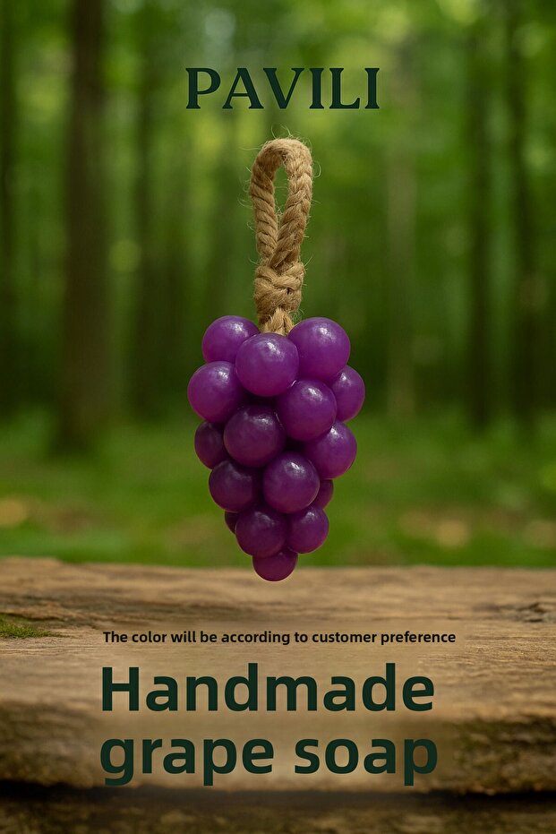 Pavi̇li̇ Set of 3 Handmade Grape Soaps – Natural Hangable Soaps (Color Selection – Gift) - 6