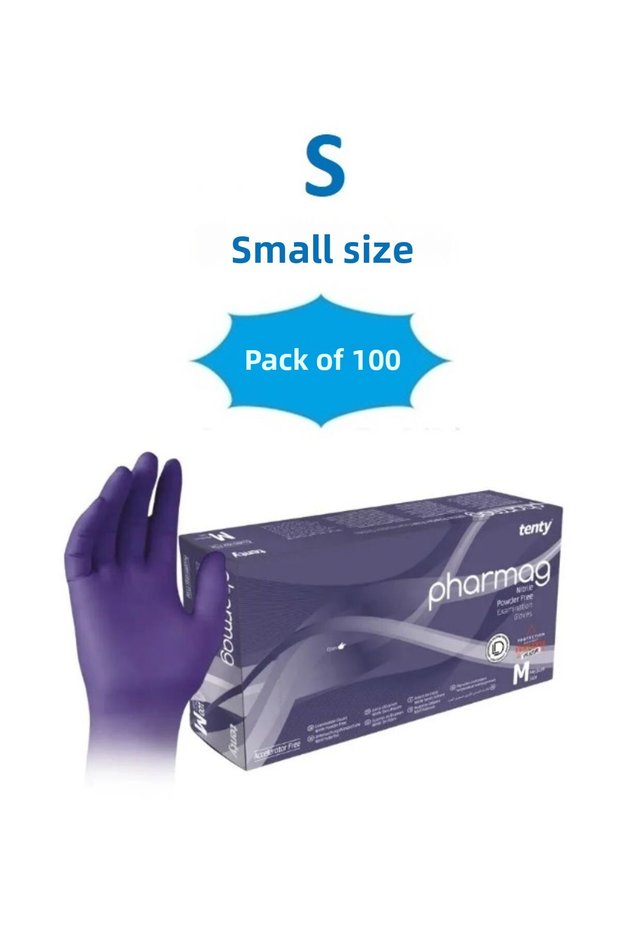 Nitrile Gloves. Small. Powder Free. Package of 100. Tentypharmamodels