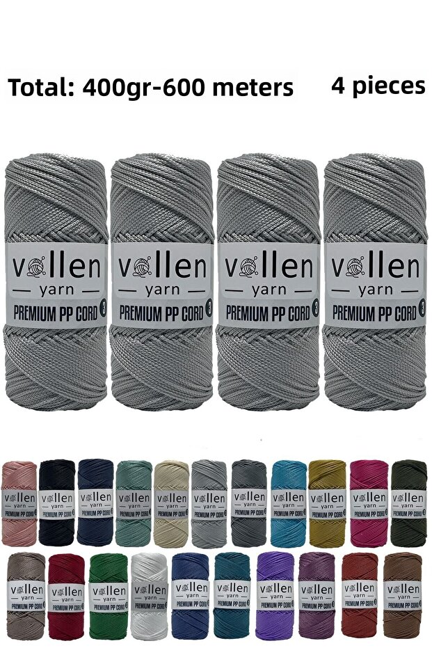 600m Polyester Macrame Thread, Supla Thread, Bag Thread, Bracelet Thread, Macrame, Light Gray 1.5mm-400gr - 1