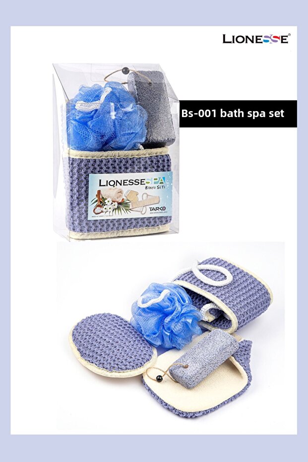 Spa Bath Set Bs-001- Washcloth, Jute Pouch, Pumice Stone and Bath Glove