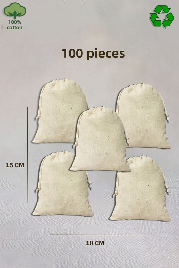 10X15 cm Raw Cloth Pouch – Set of 100 |   100% Cotton |   Eco-Friendly Mini Bag