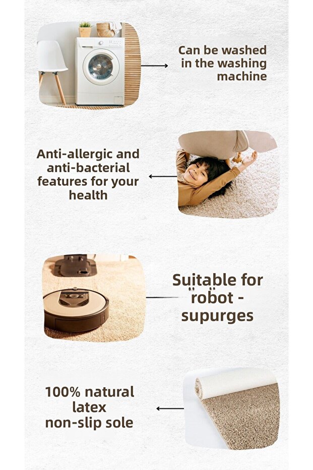 Shaggy Oval Large Size Non-Slip Base Washable 60X100 60X50 Set of 2 Bath Mat - 2