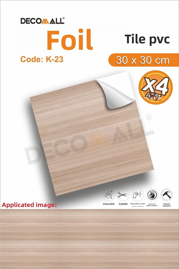 K-23 Tile Foil Self-Adhesive Floor Tiles Bathroom Wall Covering Water Resistant 30X30Cm