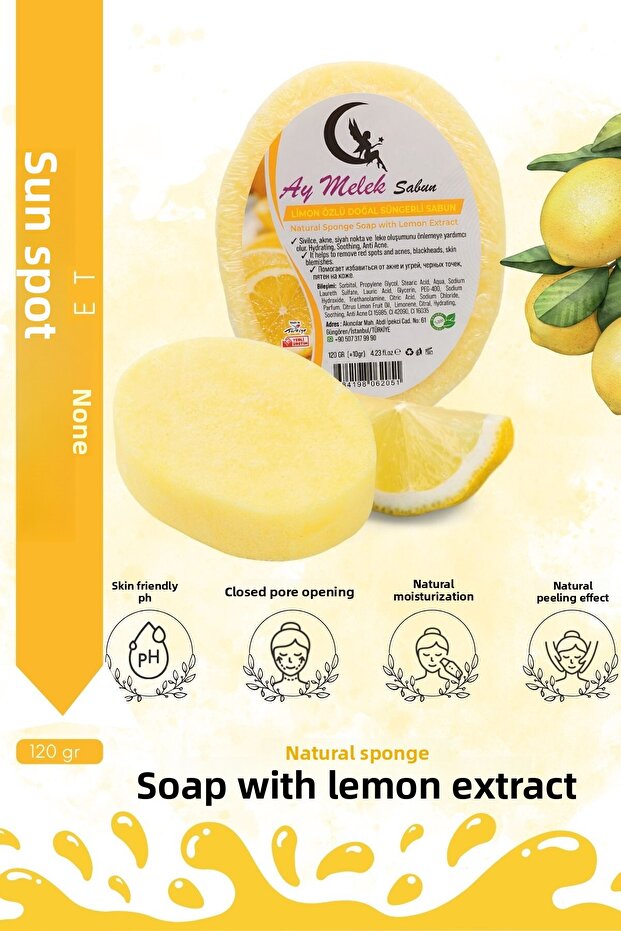 Natural Beauty Soap with Lemon Extract Sponge New Anti-Wrinkle Effective