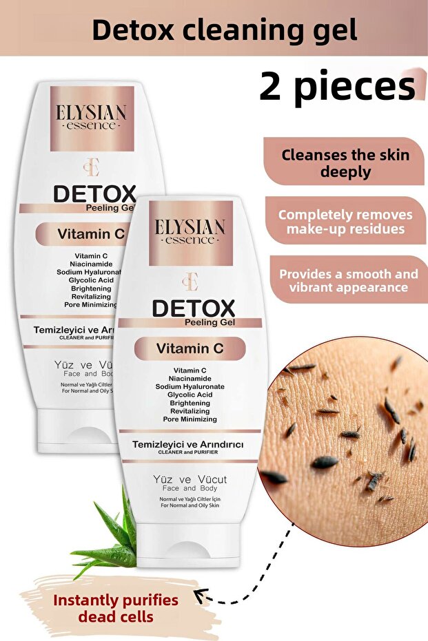 Detox Peeling Gel Set of 2 | Dead Cell Purifying Cleansing Gel | Face and Body Cleanser Aha Bha