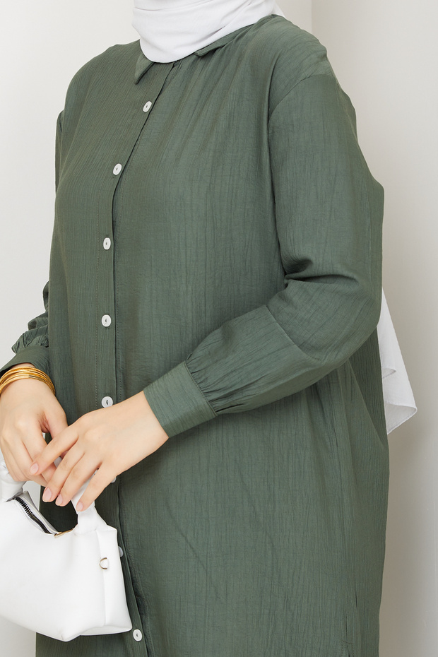 Kadın Önü Düğmeli Basic Tunik - 6
