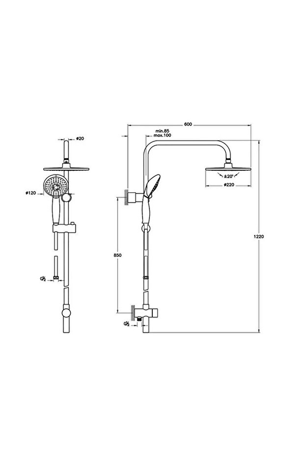 Duş Kolonu, System Rain, LH21, A45598 - 2
