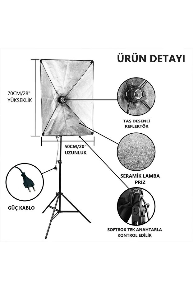 50x70cm Softbox, Tek Duylu, Ayaklı Set - 3