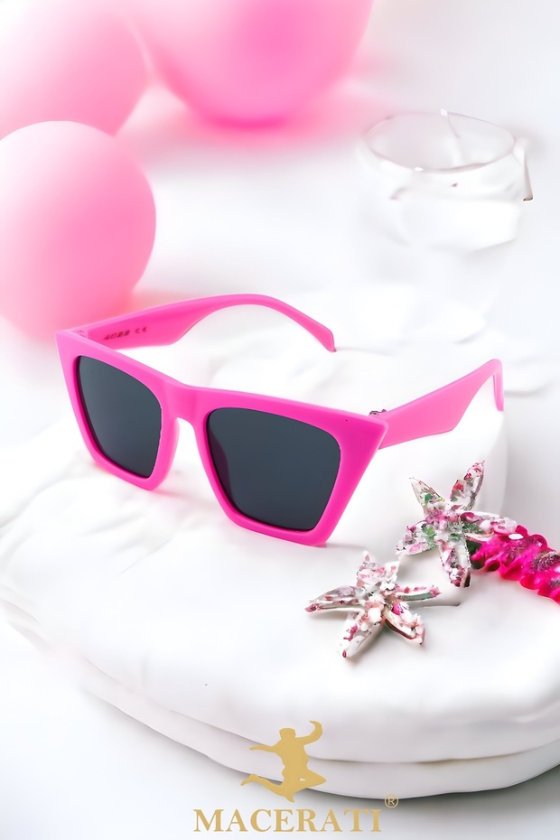 Cateye Unisex Pink Square Uv400 Kids Sunglasses