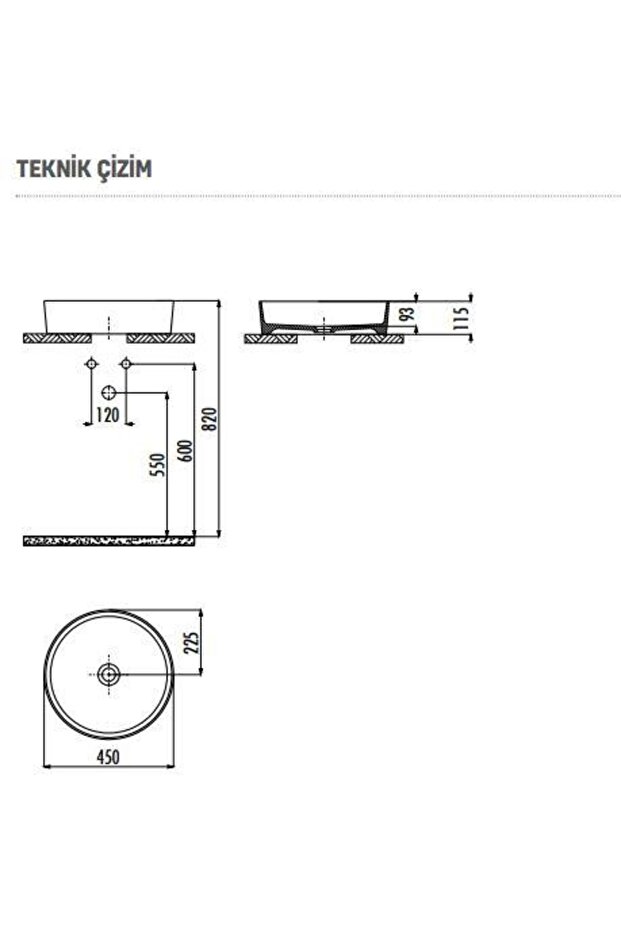 Loop 45 Cm Set Üstü Çanak Lavabo Basalt Mat LP145 - 2