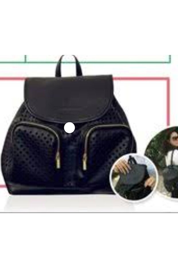 Siyah Deri Sırt Çantası - 1