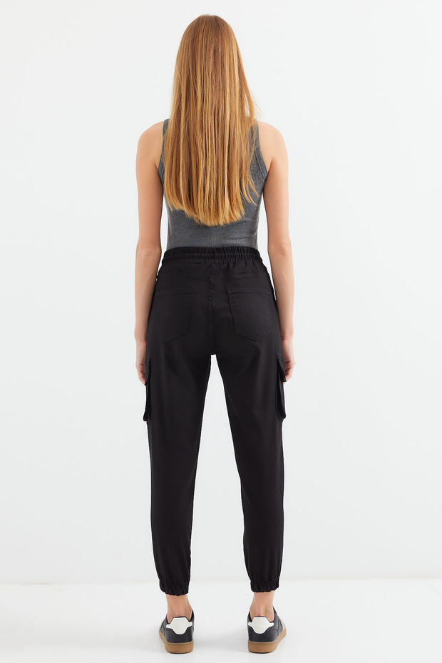 6667 Kargo Cepli Jogger Pantolon - Siyah - 6