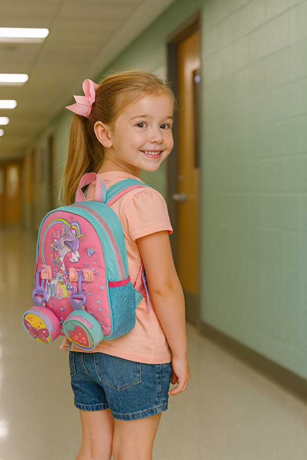Unicorn Patterned Pink Turquoise Mini Backpack - 1
