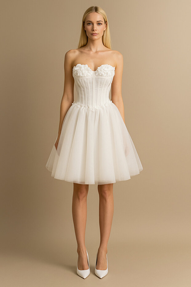 Çiçekli After Party Elbisesi - 1