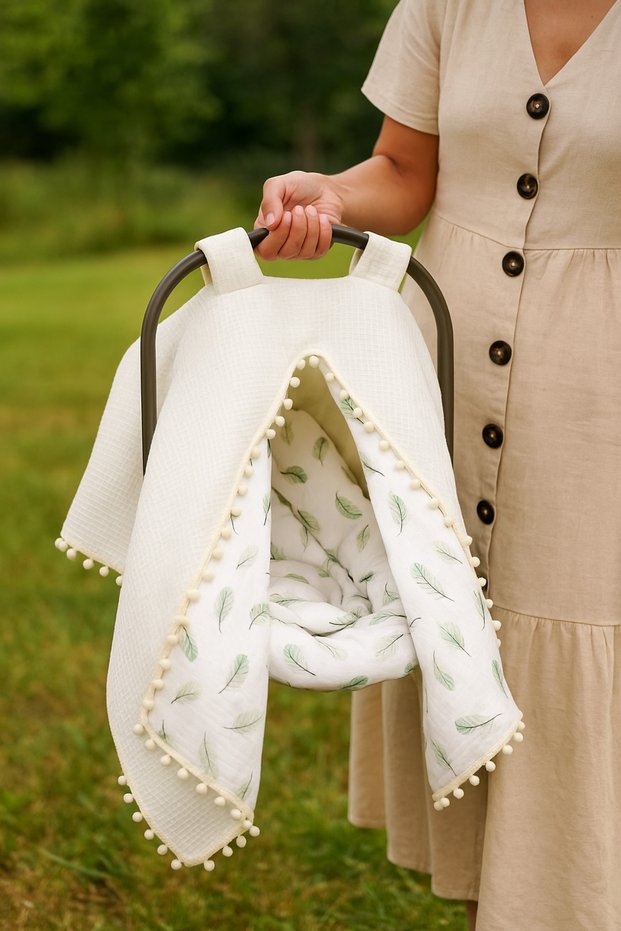 100% Cotton Multi-Purpose Double Layer Muslin Stroller Cover/Cushion And Cover