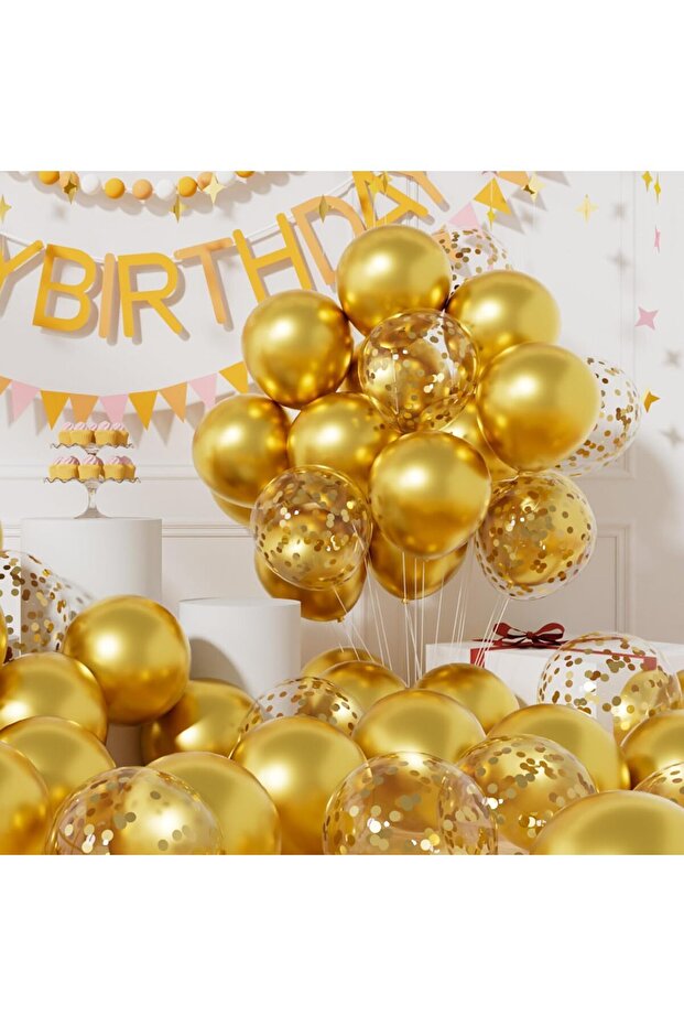 5Pcs Gold Pearlescent Metallic Transparent Balloon