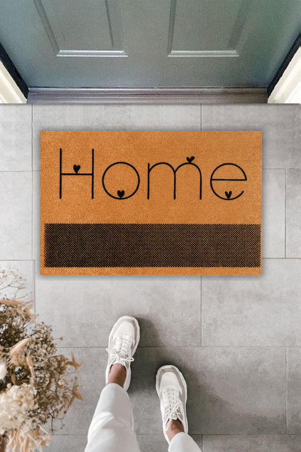 1Modern Koko Textured Doormat - Thick Stripe Home Heart Door Mat 70X45Cm