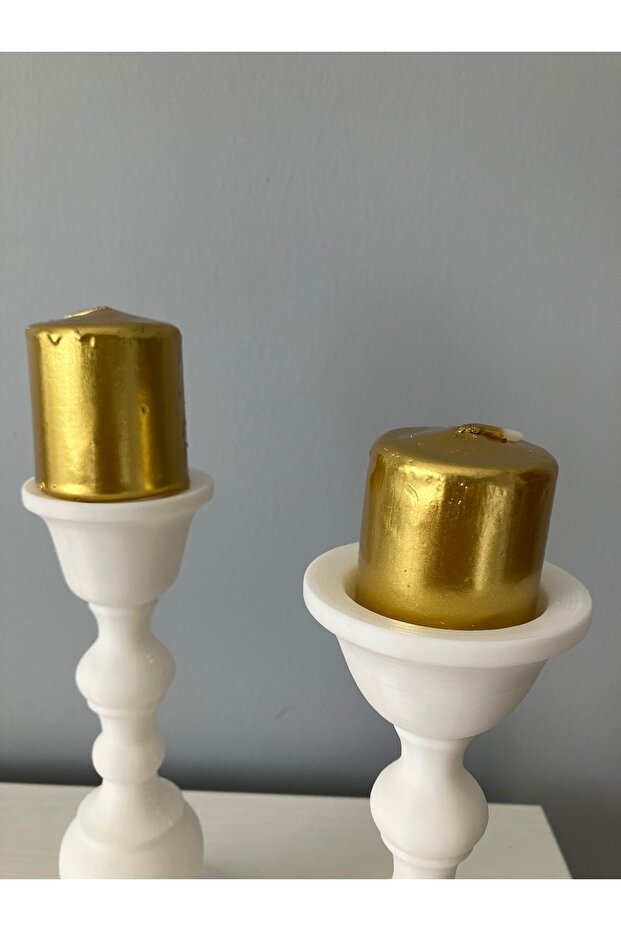 Beyaz renk 2’li şamdan set - 7