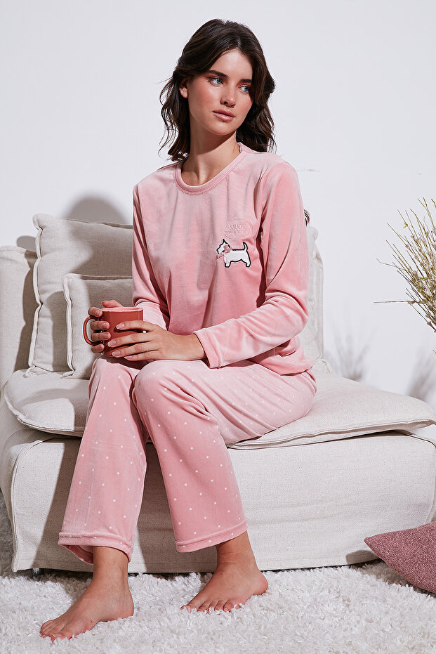 Desenli Regular Fit Bisiklet Yaka Uzun Kollu Pijama Takımı PİJAMA TAKIMI 65713312 - 3
