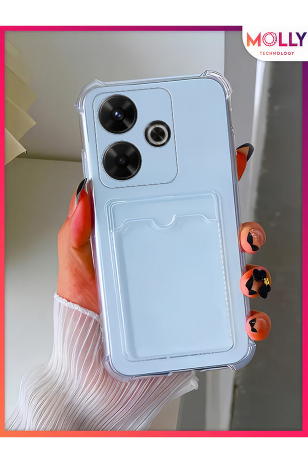 Transparent Silicone Case with Card Pocket for Xiaomi Redmi 13