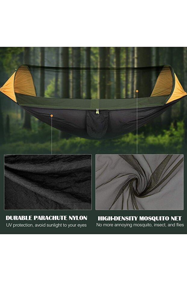 Camping Hammock Net Travel Portable Lightweight Hammocks Tree Straps Solid D Shape Carabiners - 3