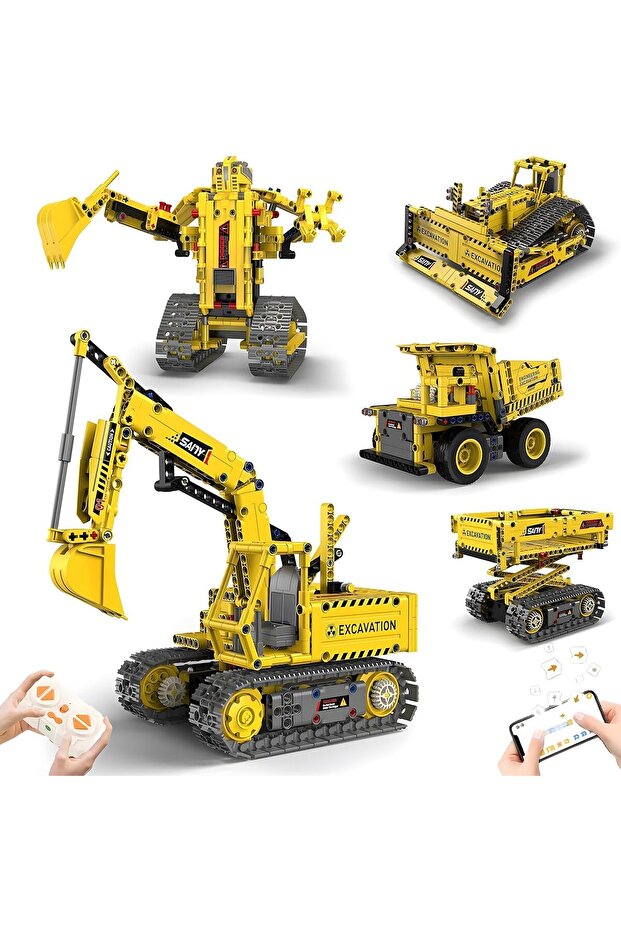 5 1 Robot Building Set Toy Excavator Stem Set Remote App Controlled Building Blocks Set Kids Ages 8 - 1