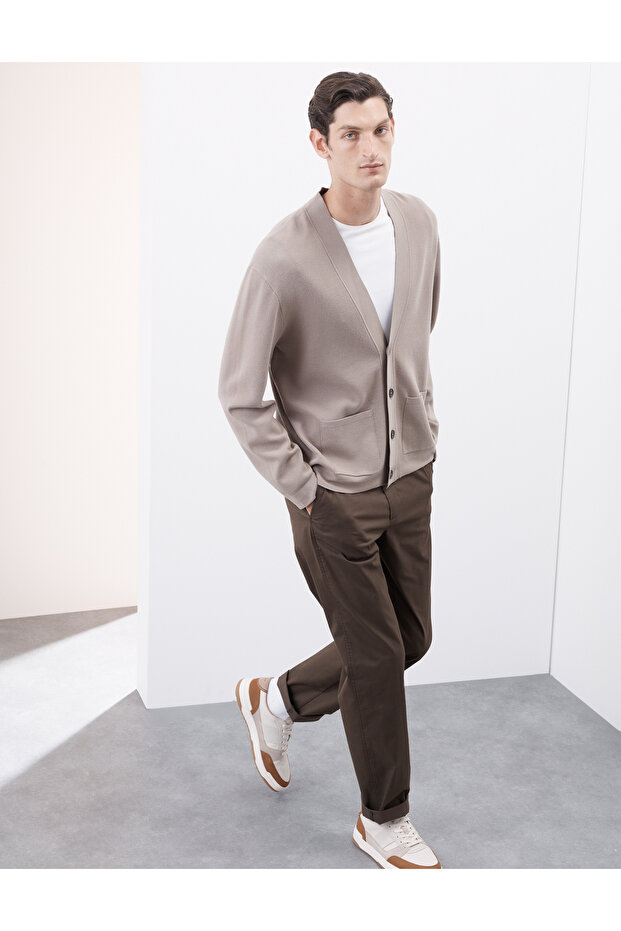 Relaxed Fit V-Yaka Hırka - 5