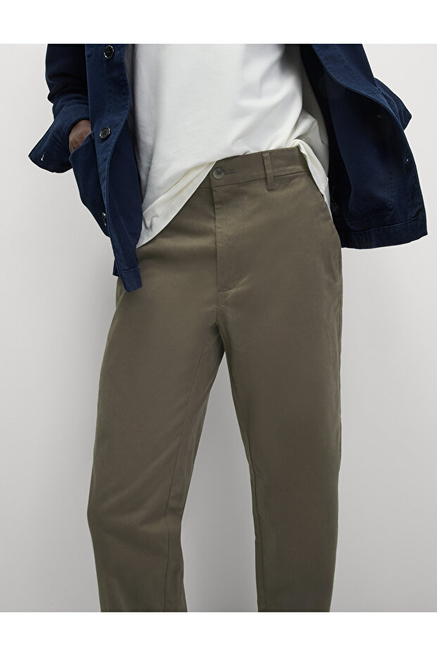 Regular Fit Lastikli Bel Chino - 3