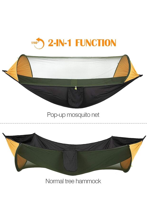 Camping Hammock Net Travel Portable Lightweight Hammocks Tree Straps Solid D Shape Carabiners - 2