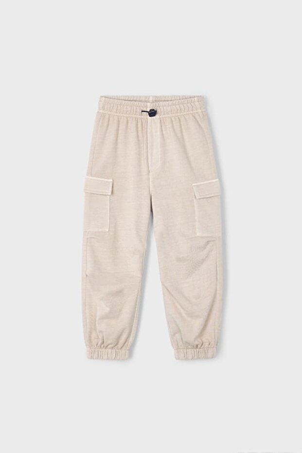 Boy's Parachute Pattern Cargo Pocket Trousers - Mink