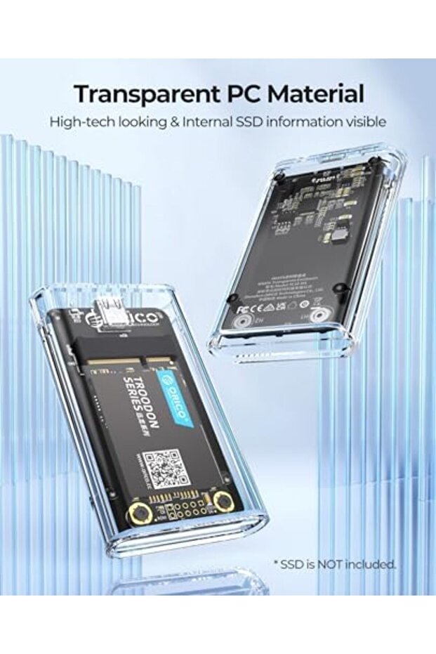 5 Gbit/s USB 3.0 mSATA SSD Enclosure, Tool-Free Transparent External mSATA 3050 SSD Adapter wi - 8