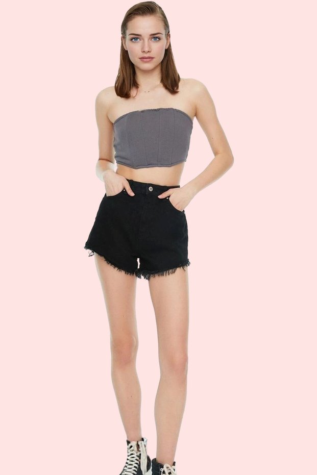 Women's Fashion Denim Shorts High Waist Pipe Leg Short Length Cotton Daily Use Summer Shorts