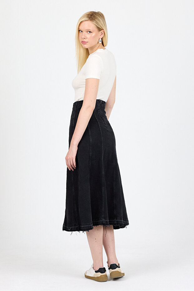 Uzun Denim Etek - 7