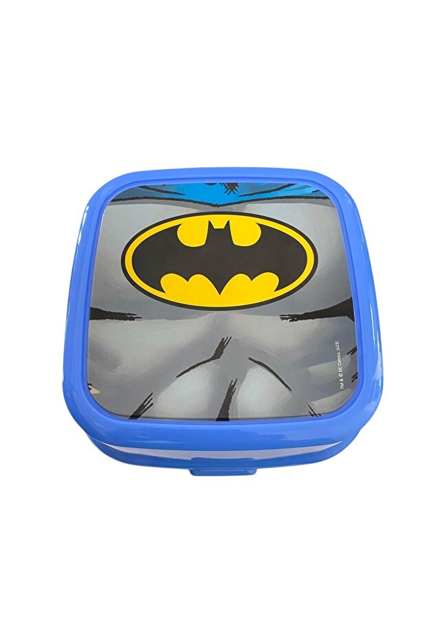 Lunch Box 4 Compartments Batman Logo Light Blue Color with Male Figure 1 Food Storage Container Besle
