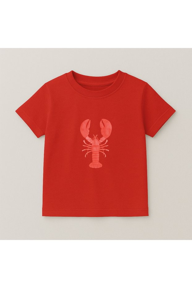Lobster Crew Neck 100% Cotton Printed Short Sleeve Children's and Teenage T-Shirt
