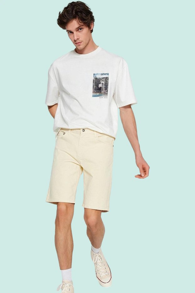 Men's Fashion Denim Jeans Shorts Slim Fit Regular Waist 5 Pockets Casual Daily Use Summer Shorts