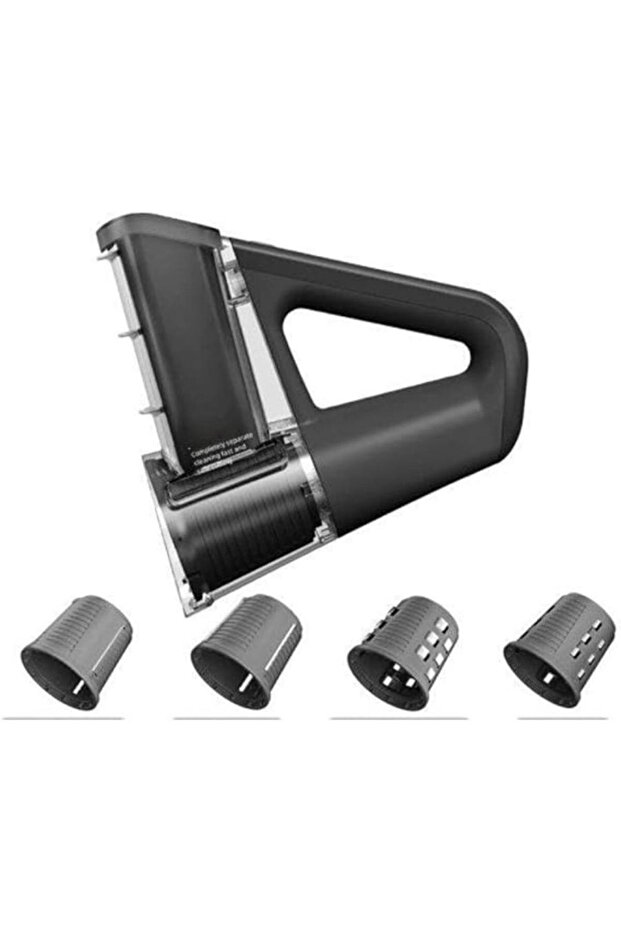 Multi-Function Rotary Grater & Slicer, 4 Blades for Vegetables & Cheese, Black
